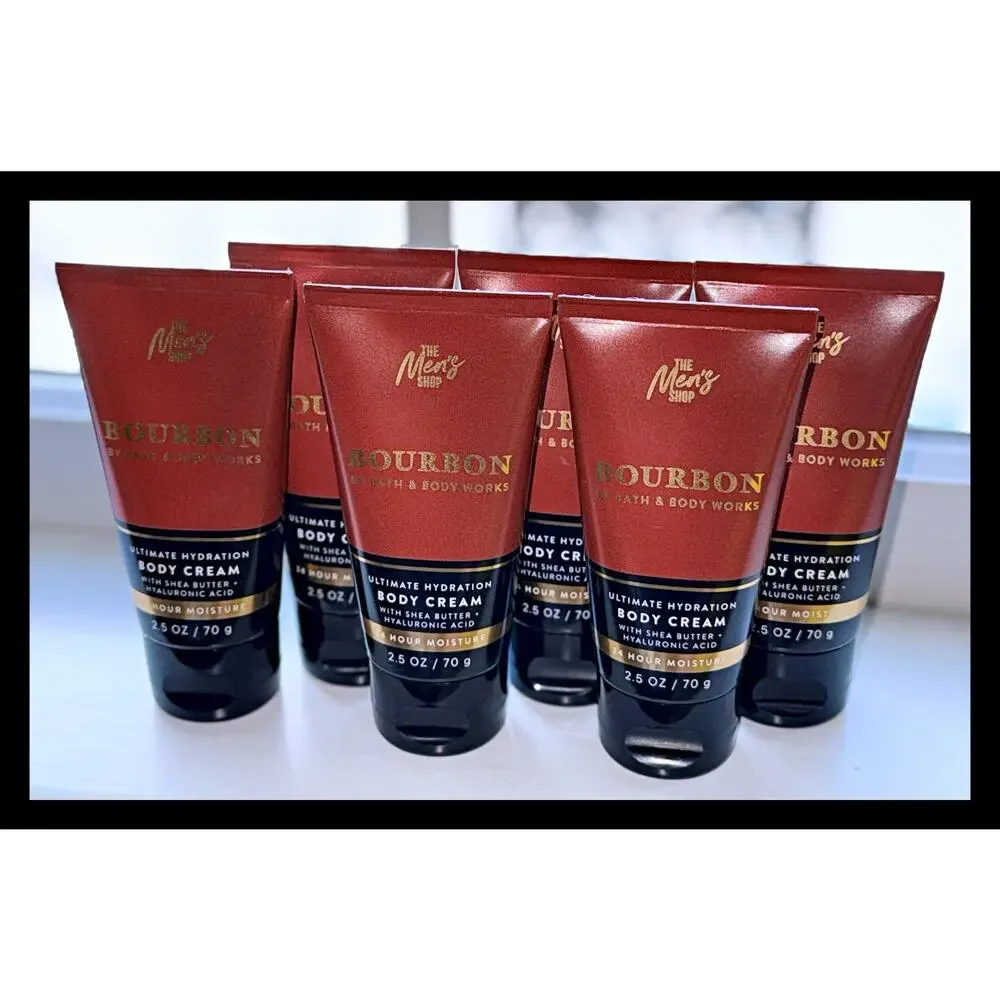 Bath & Body Works Bourbon MEN 2.5oz Ultimate Hydration Body Cream with Aloe x6